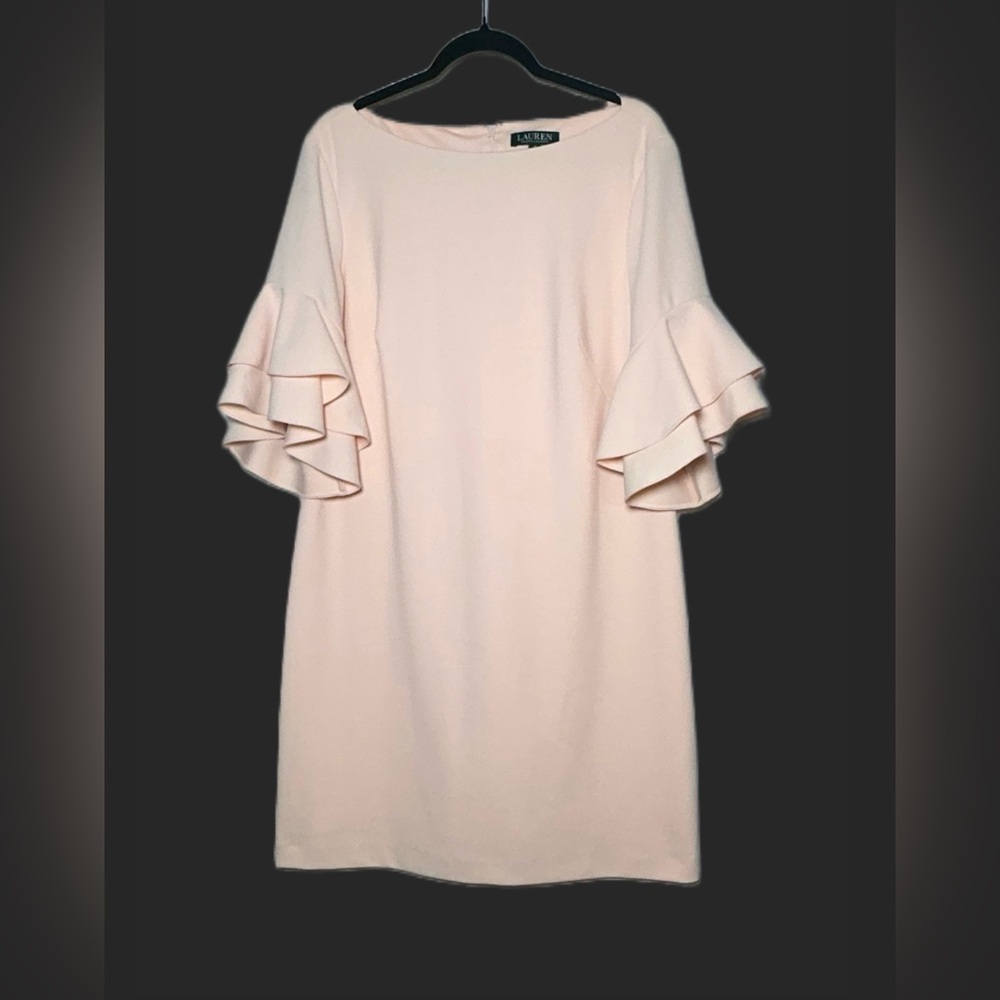 Lauren Ralph Lauren Pink Ruffle Sleeve Crepe Shift XL (16) HOST PICK - Picture 4 of 11